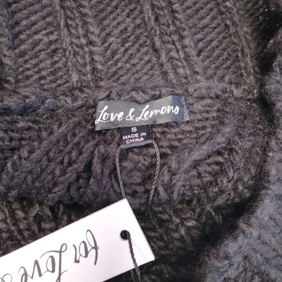 NWT For Love and Lemons Quinn One Shoulder Black Knit Sweater Size S - Picture 10 of 12